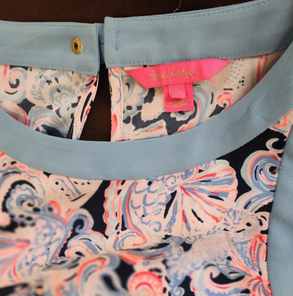 Lilly Pulitzer Women's Blue and Pink Shift Dress - Picture 5 of 6